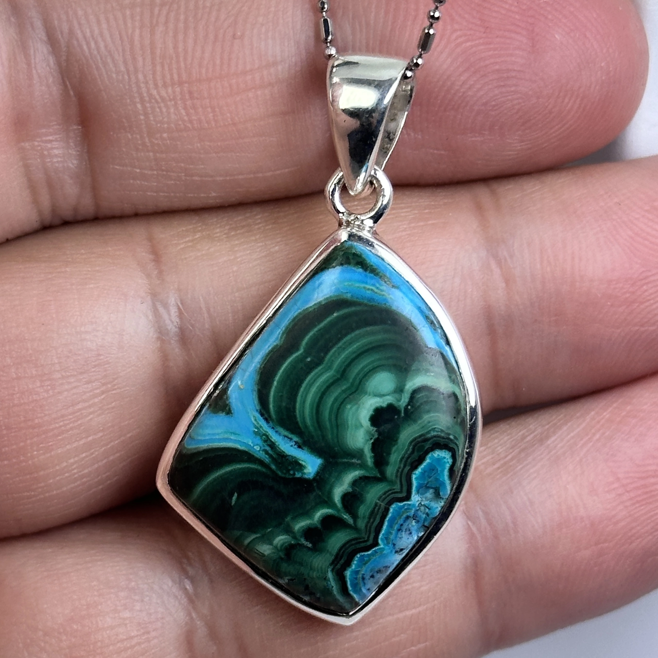 Krizokol & Malahit Gümüş Kolye Ucu