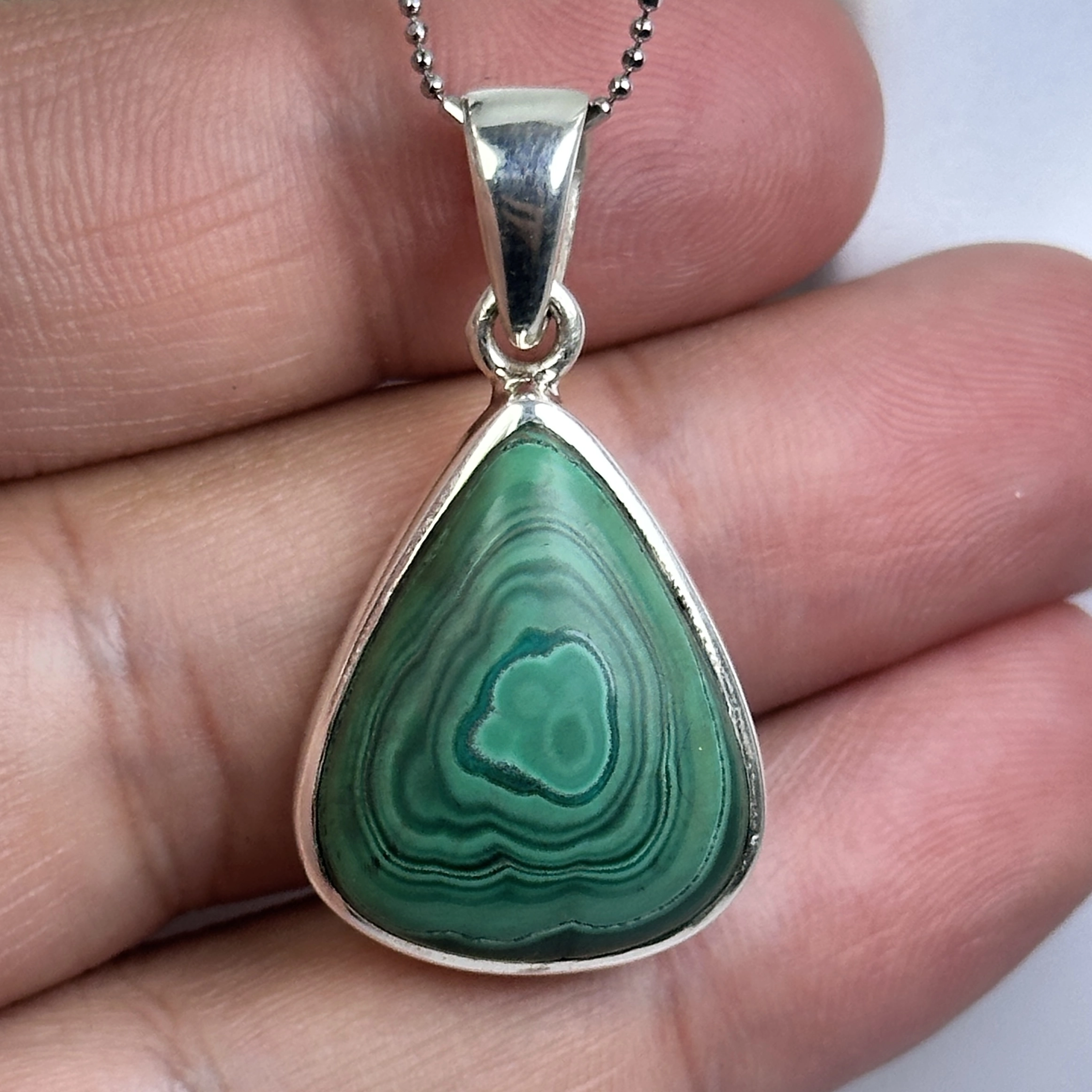 Krizokol & Malahit Gümüş Kolye Ucu