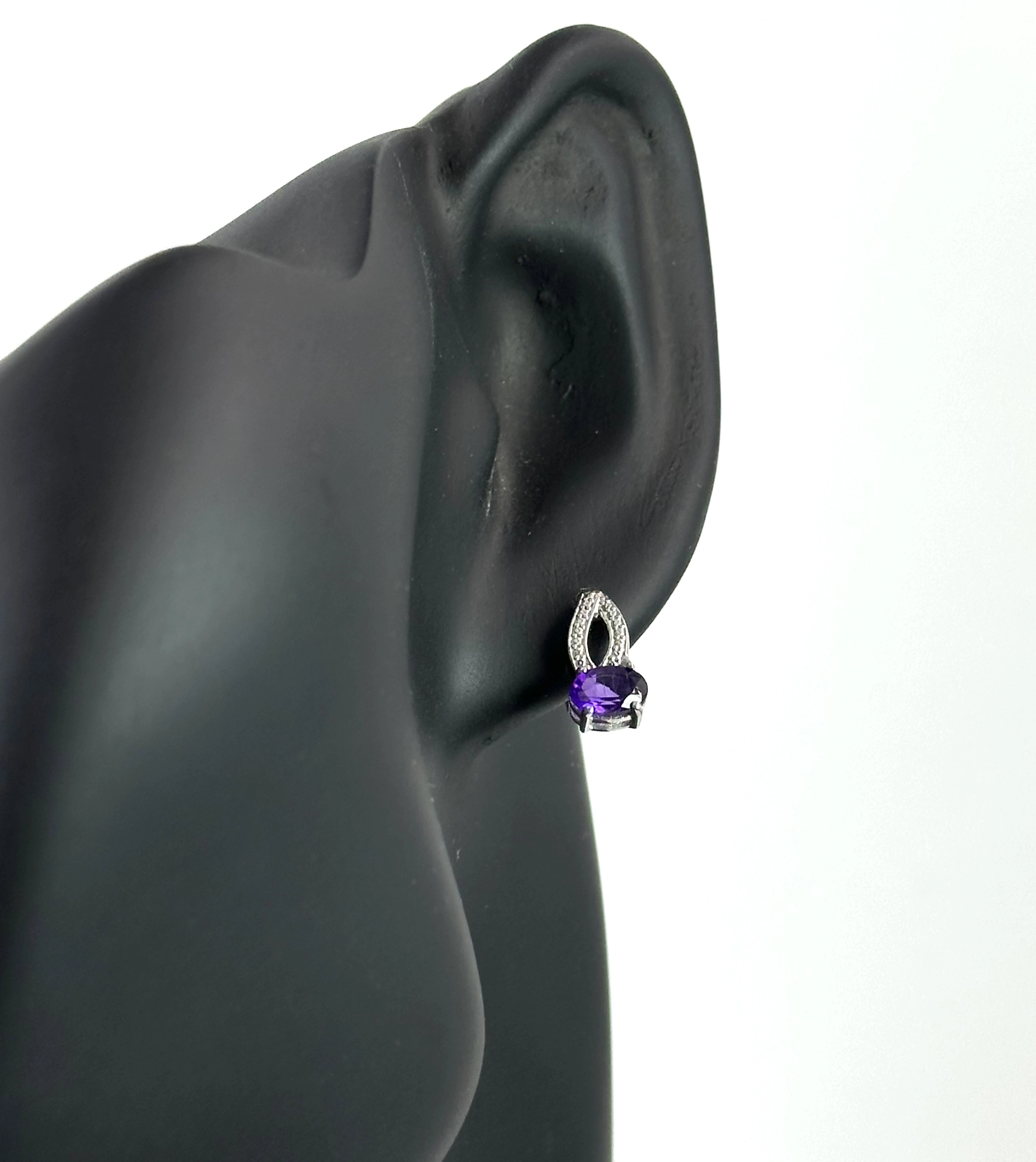 Ametist Taşlı Zarif Gümüş Küpe