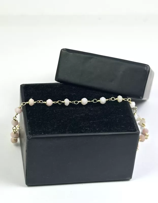 Pembe Opal Taşlı Gümüş Kolye 
