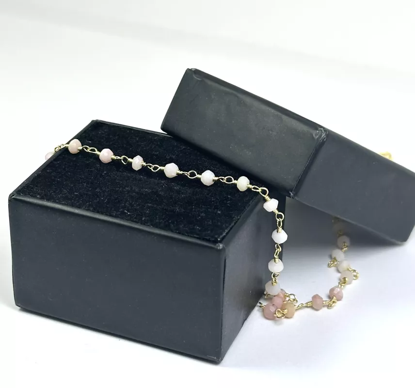 Pembe Opal Taşlı Gümüş Kolye 