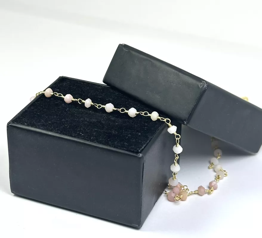Pembe Opal Taşlı Gümüş Kolye 