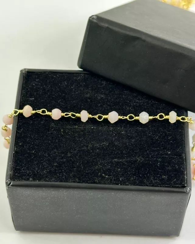 Pembe Opal Taşlı Gümüş Kolye 