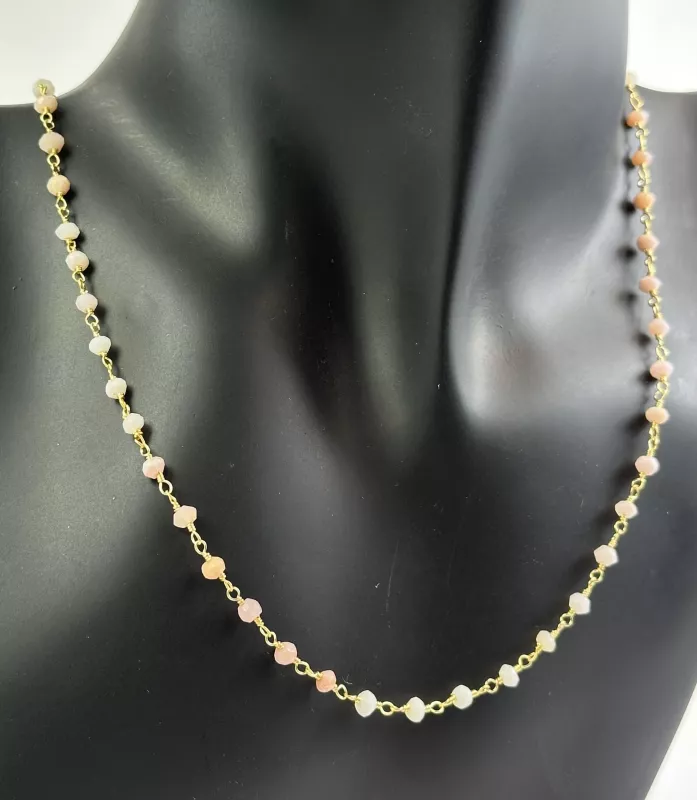 Pembe Opal Taşlı Gümüş Kolye 