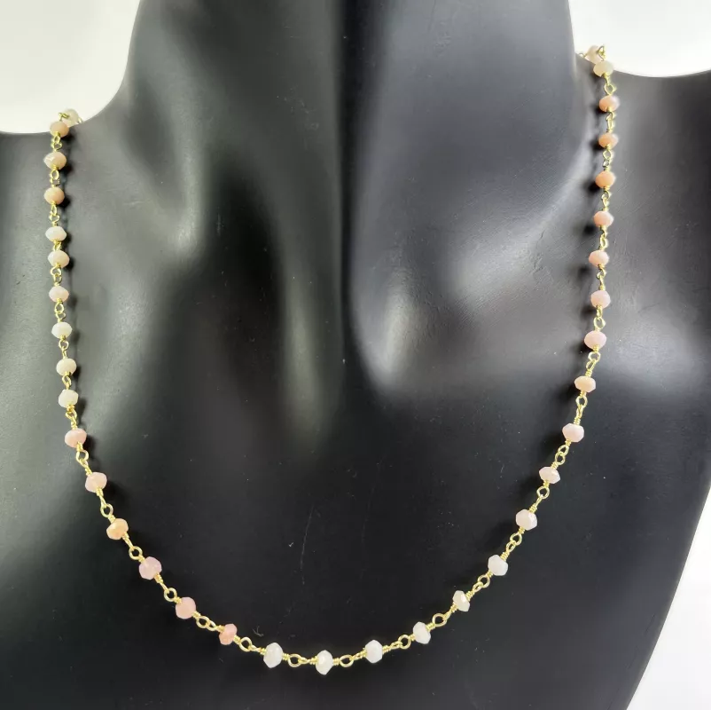 Pembe Opal Taşlı Gümüş Kolye 
