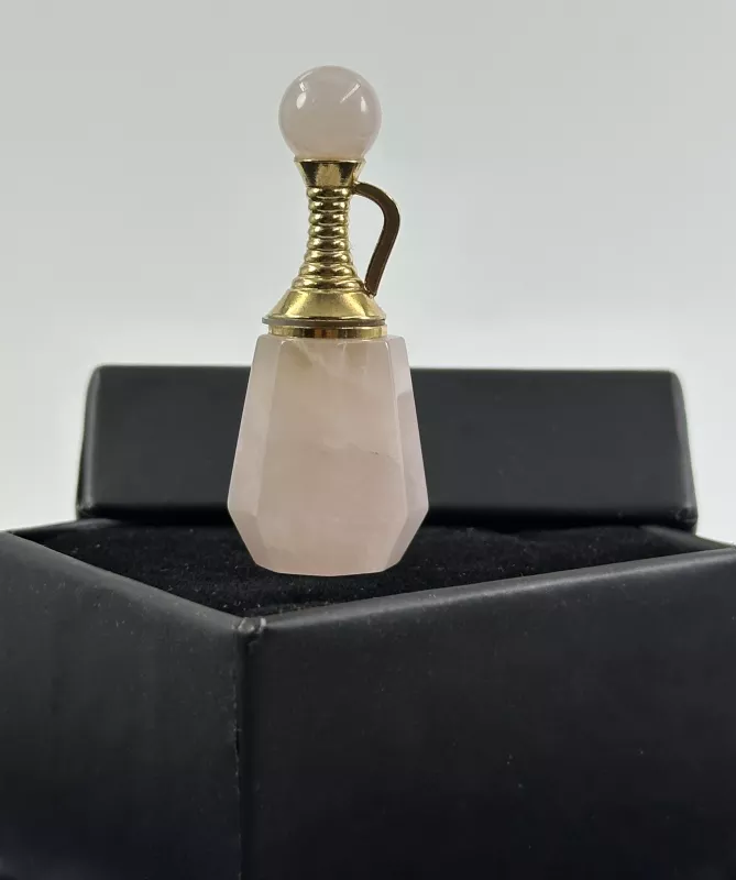 Pembe Kuvars Taşlı Aromatik Yağ Şişesi