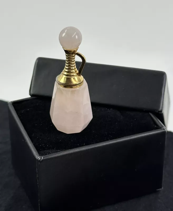 Pembe Kuvars Taşlı Aromatik Yağ Şişesi