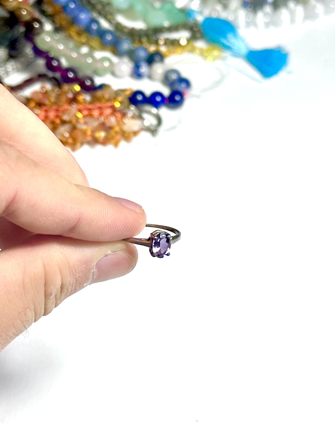 Ametist Taşlı Gümüş Yüzük