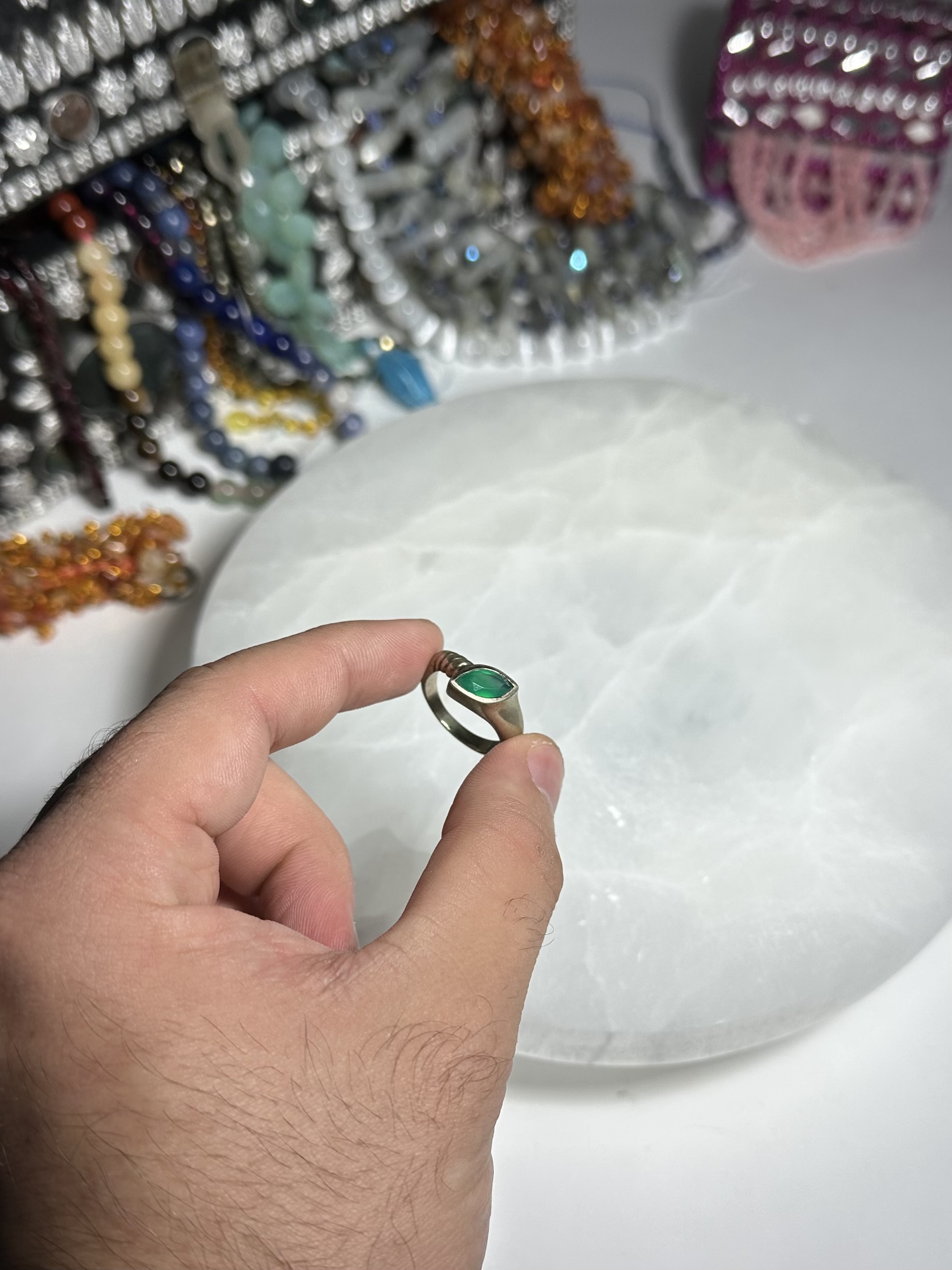 Oniks Taşlı Gümüş Yüzük