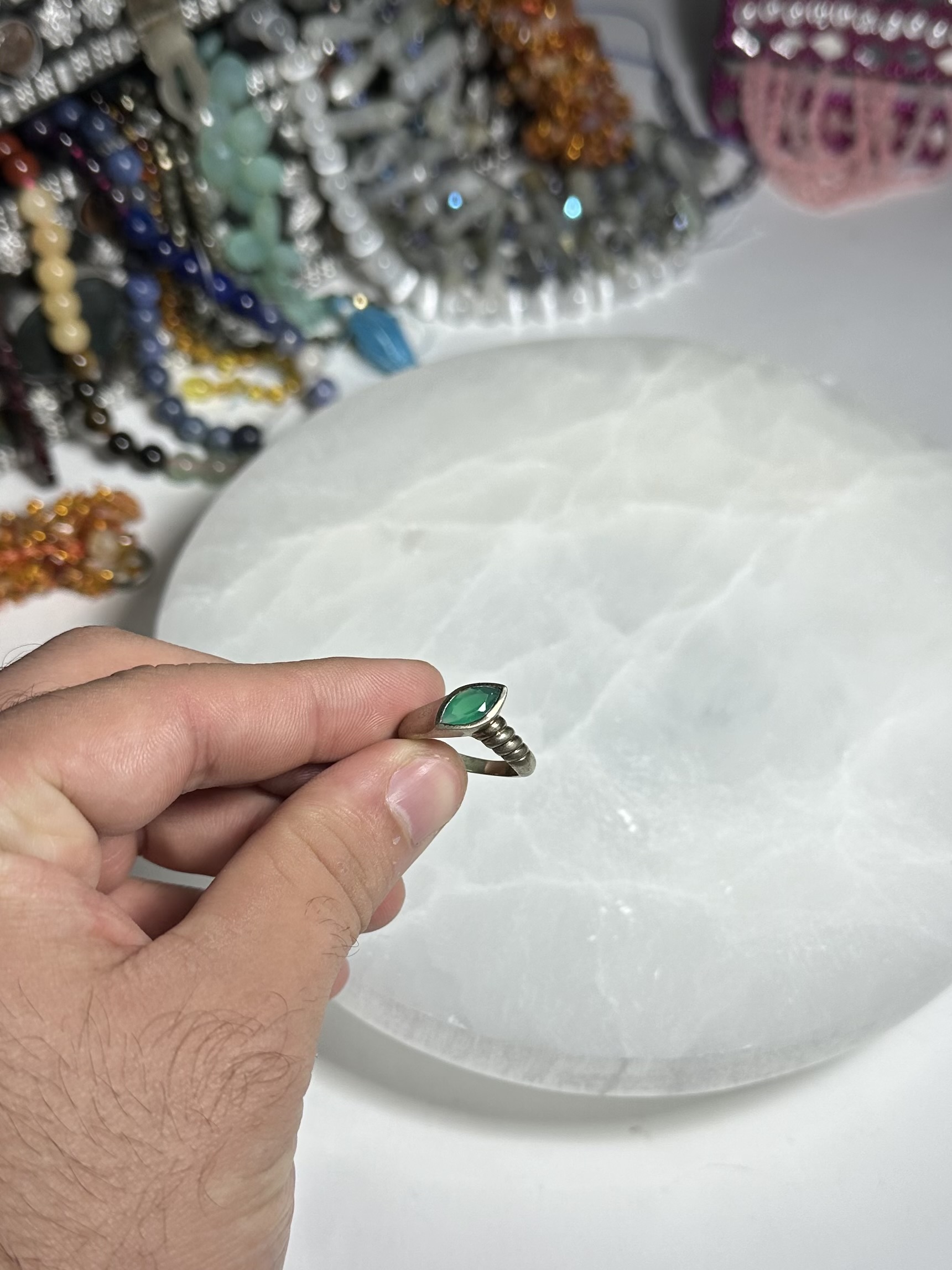 Oniks Taşlı Gümüş Yüzük