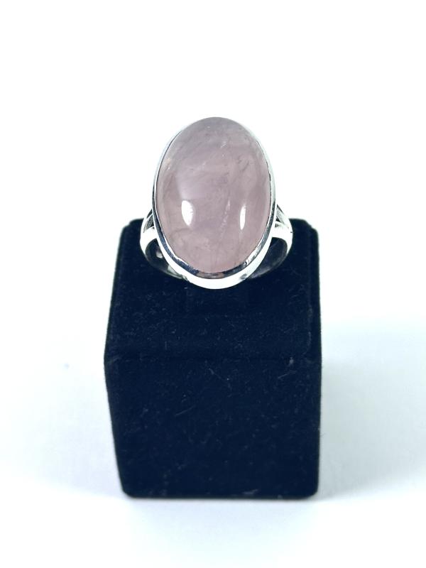 Pembe Kuvars Taşlı Gümüş Yüzük