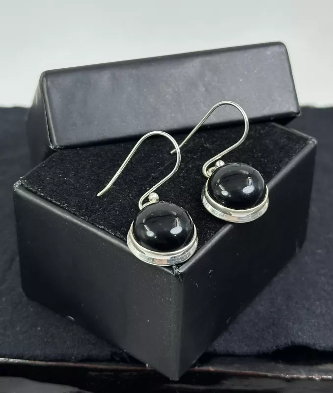 Obsidyen Gümüş Küpe