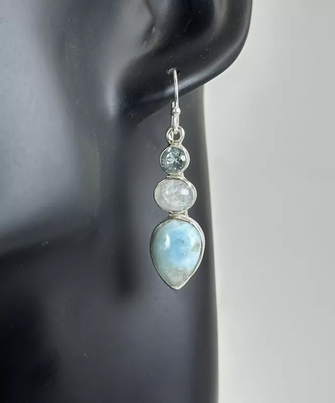 Larimar, Aytaşı ve Topaz Gümüş Küpe