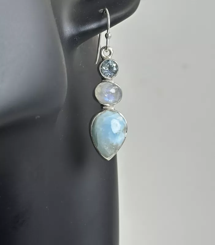 Larimar, Aytaşı ve Topaz Gümüş Küpe