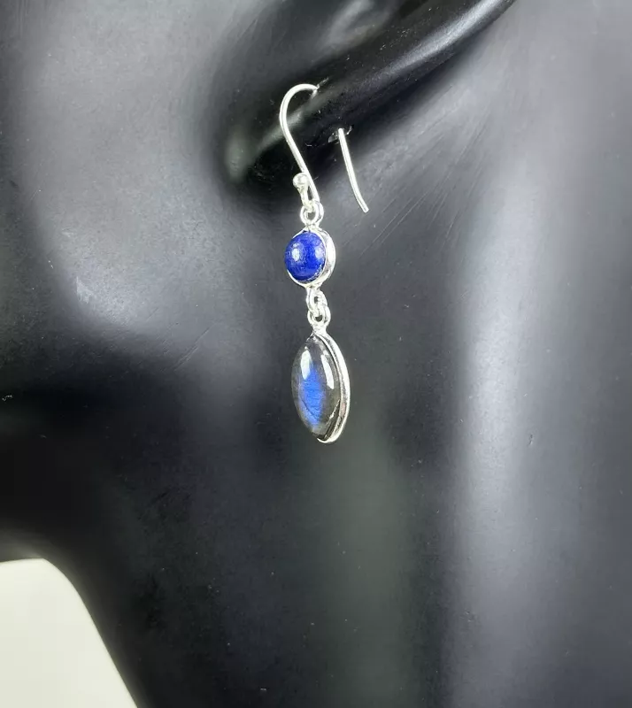 Lapis ve Labradorit Gümüş Küpe