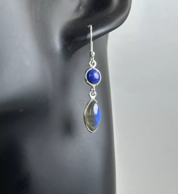 Lapis ve Labradorit Gümüş Küpe