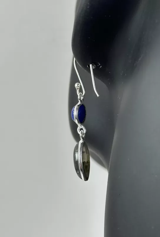 Lapis ve Labradorit Gümüş Küpe