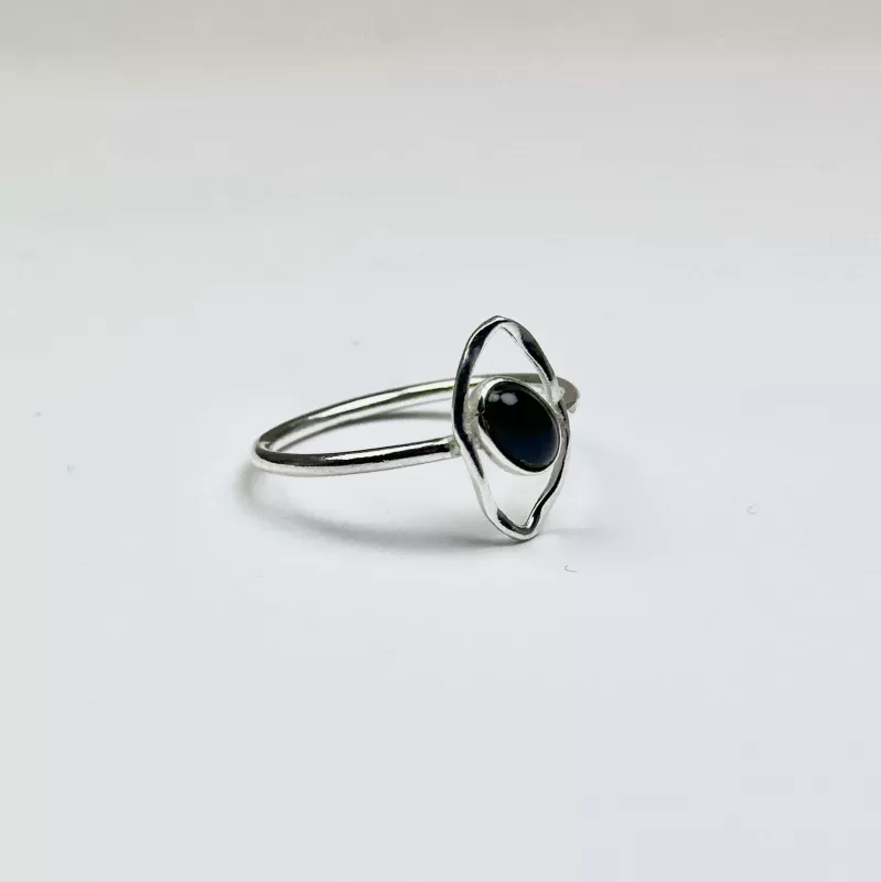 Obsidyen (Obsidian) Gümüş Yüzük