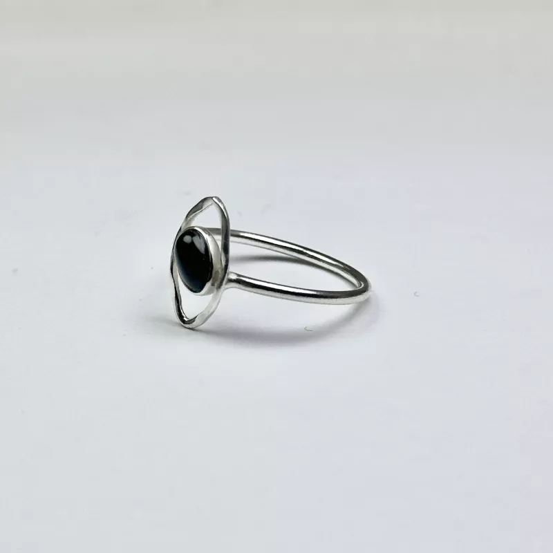 Obsidyen (Obsidian) Gümüş Yüzük