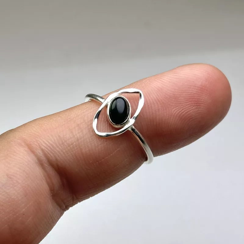 Obsidyen (Obsidian) Gümüş Yüzük