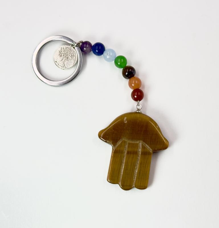 Hamsa model kaplangözü taşından anahtarlık.