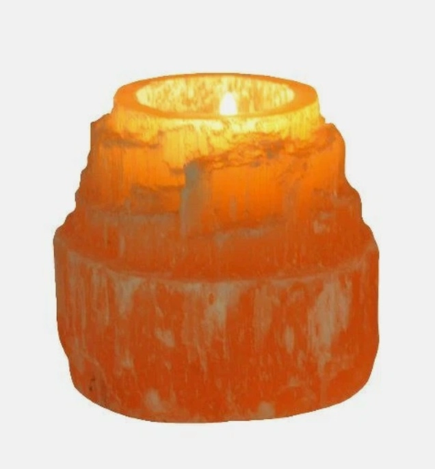 Turuncu Selenit Taşından Kule Model Mumluk