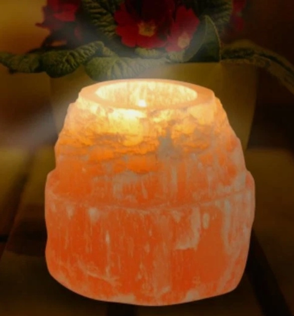 Turuncu Selenit Taşından Kule Model Mumluk