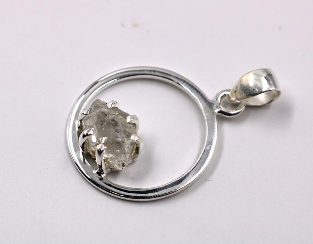 Herkimer Kuvarslı Gümüş Kolye Ucu