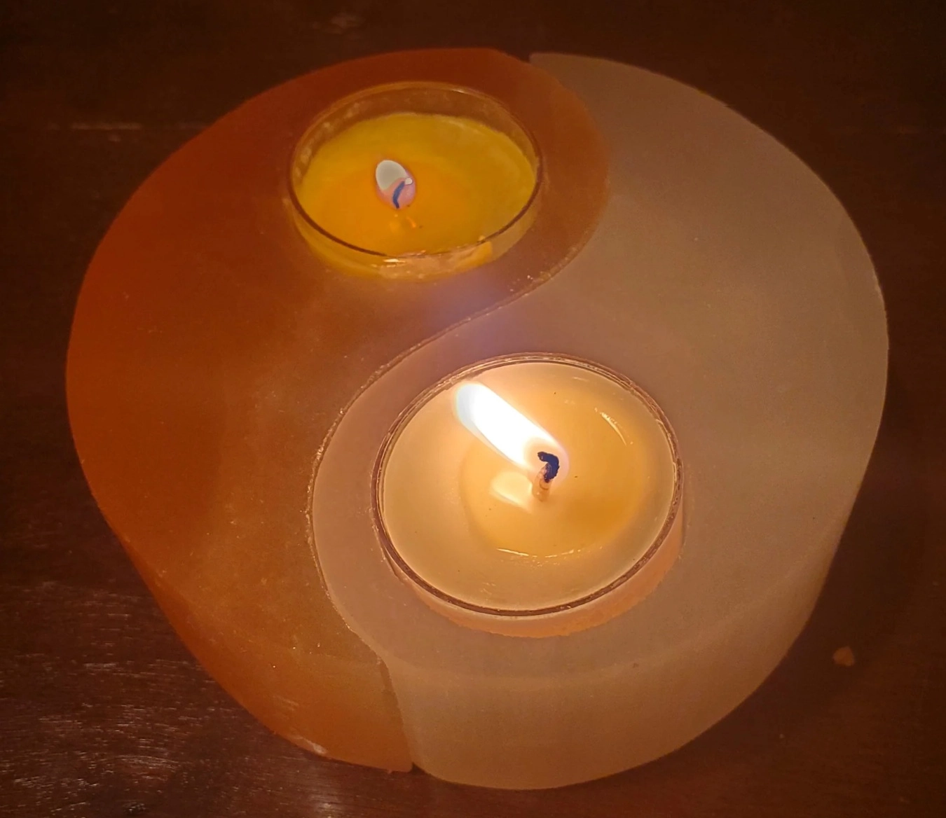 Selenit Taşından YinYang Model Mumluk